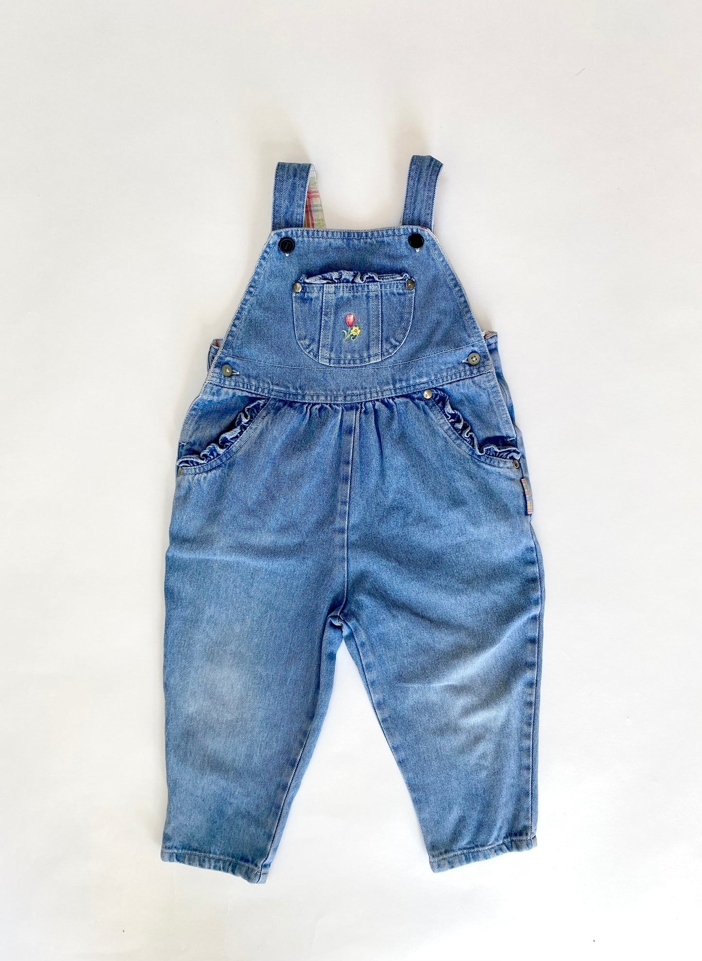 Vintage denim frill dungarees Size 18-24M +