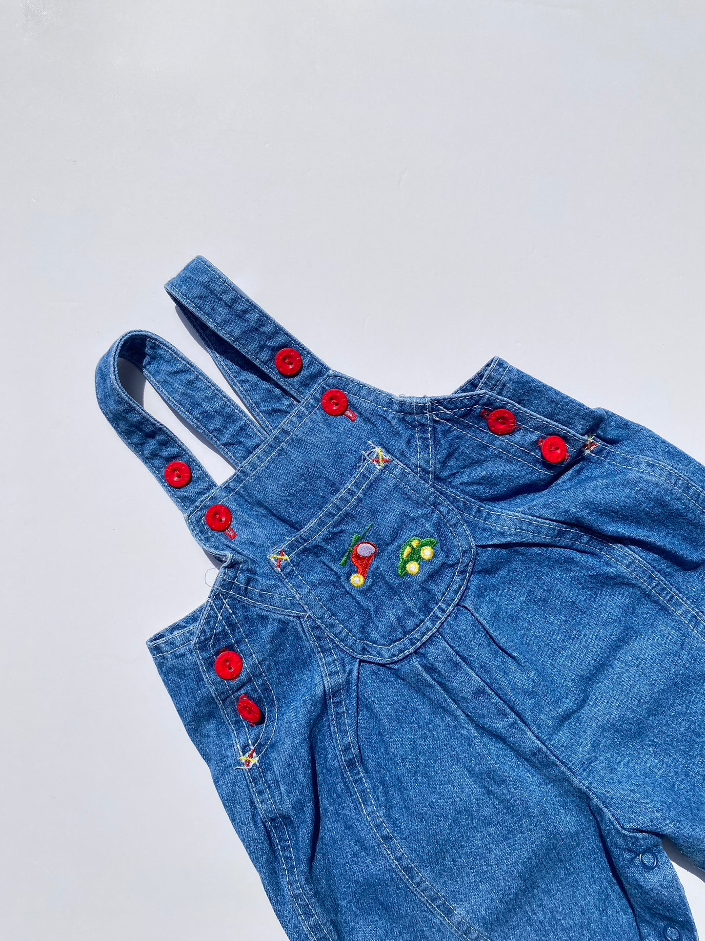 Vintage denim embroidered dungarees age 6-9m