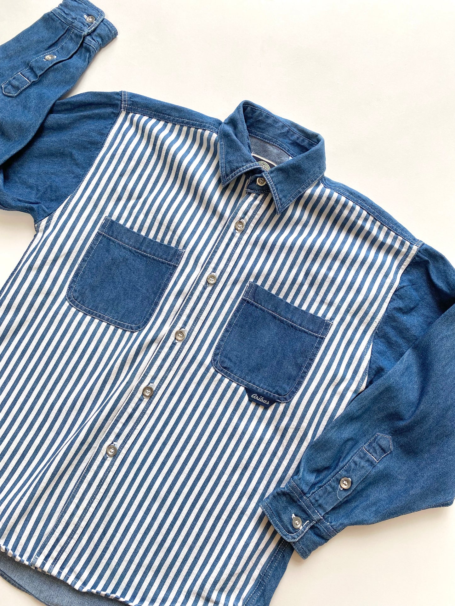 Y2k stripe & denim shirt age 8-9y