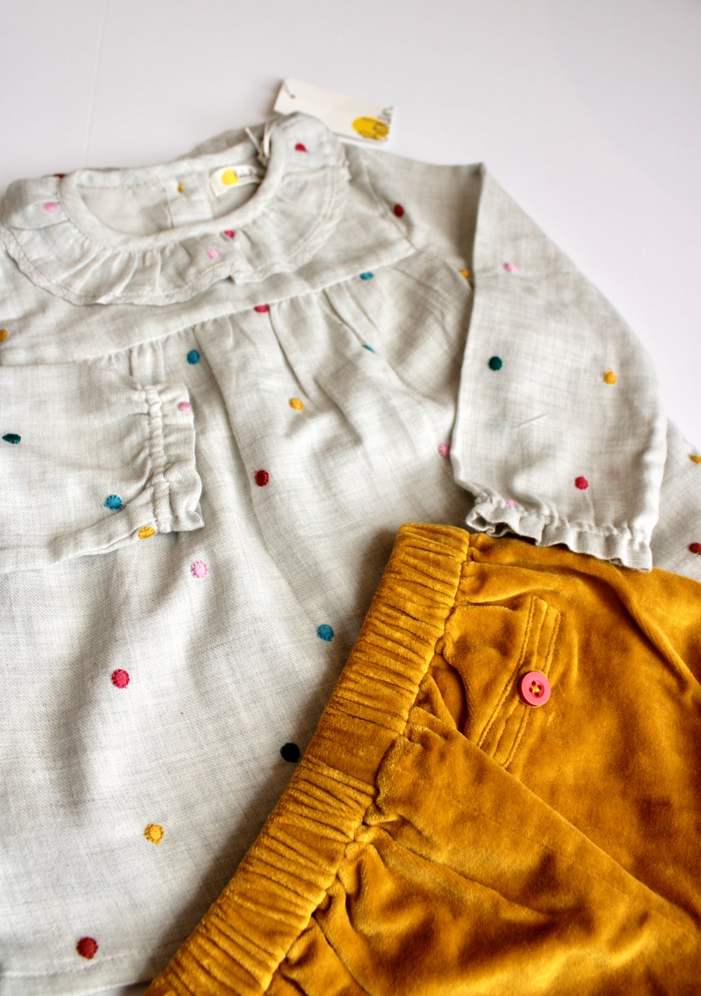 Boden spot and velvet set Age 12-18M