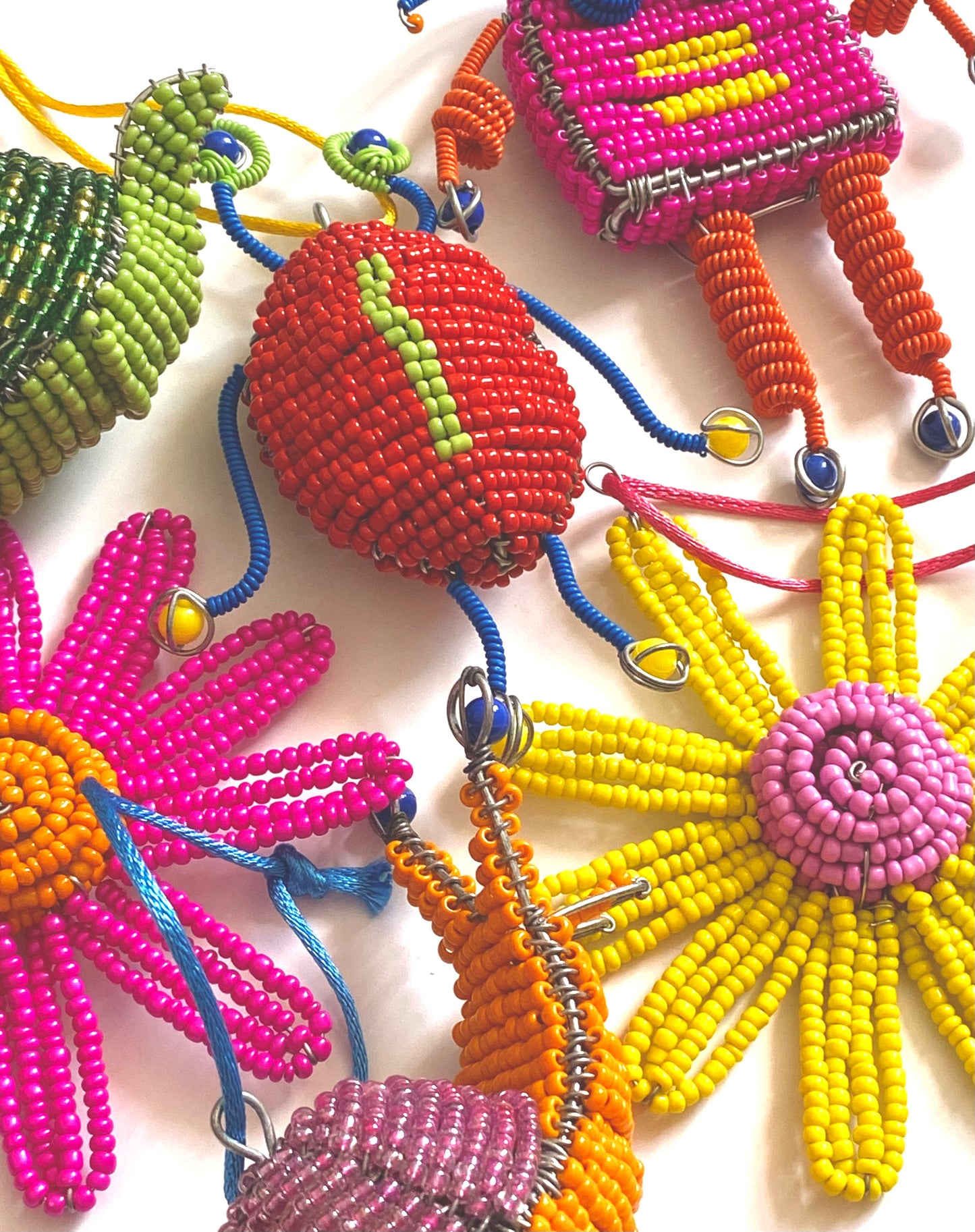 Yellow beaded flower decoration