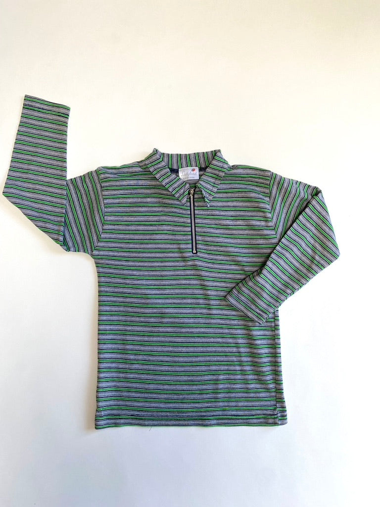 Y2K stripe zip collar tee Age 6-7y