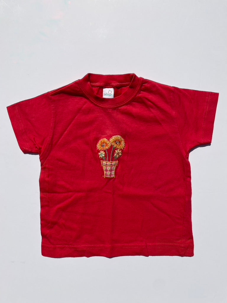 Y2K red sunflower tee age 9-12m