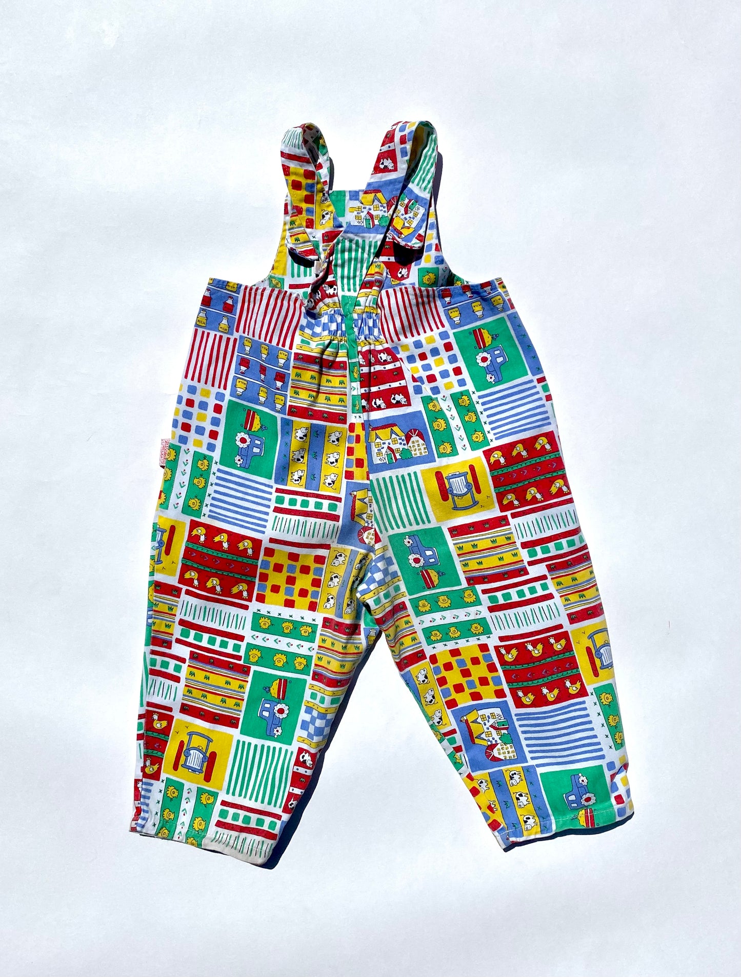 Vintage farmyard dungarees 18-24m