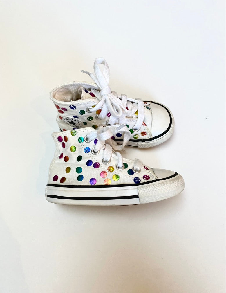 Metallic spot Converse Hi tops Size 5