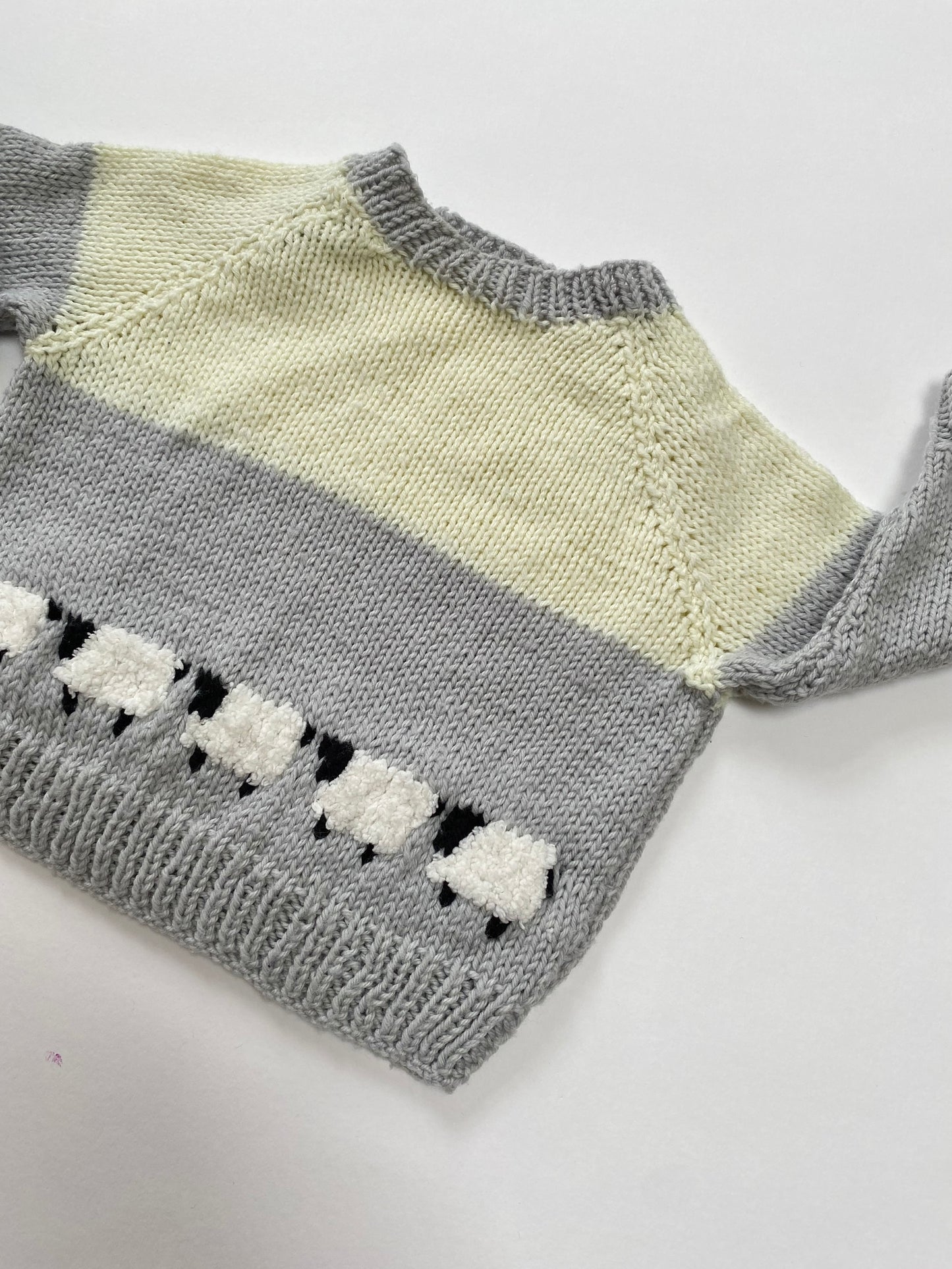 Hand knitted sheep jumper age 3-6m
