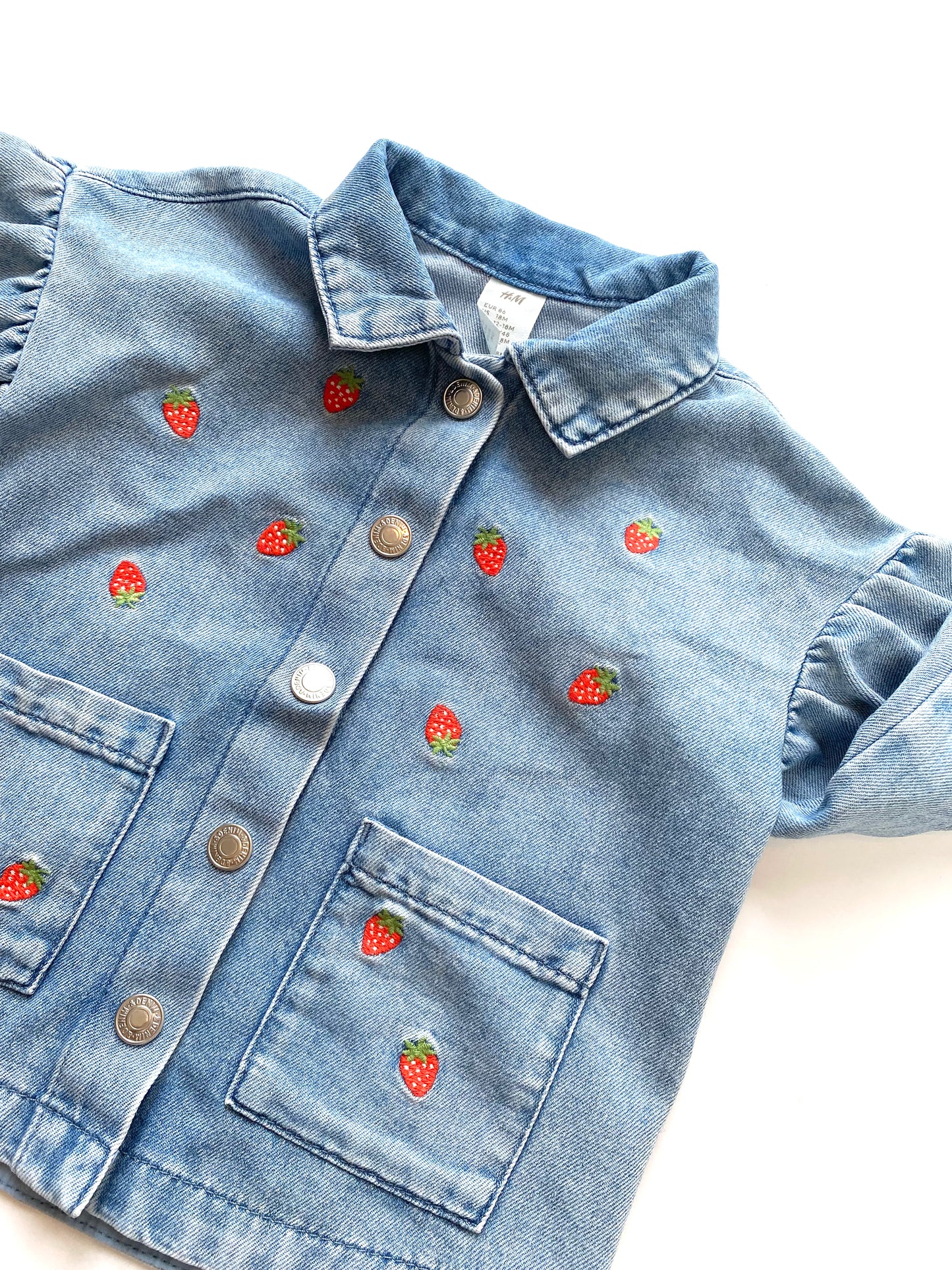 Strawberry denim jacket Age 12-18m