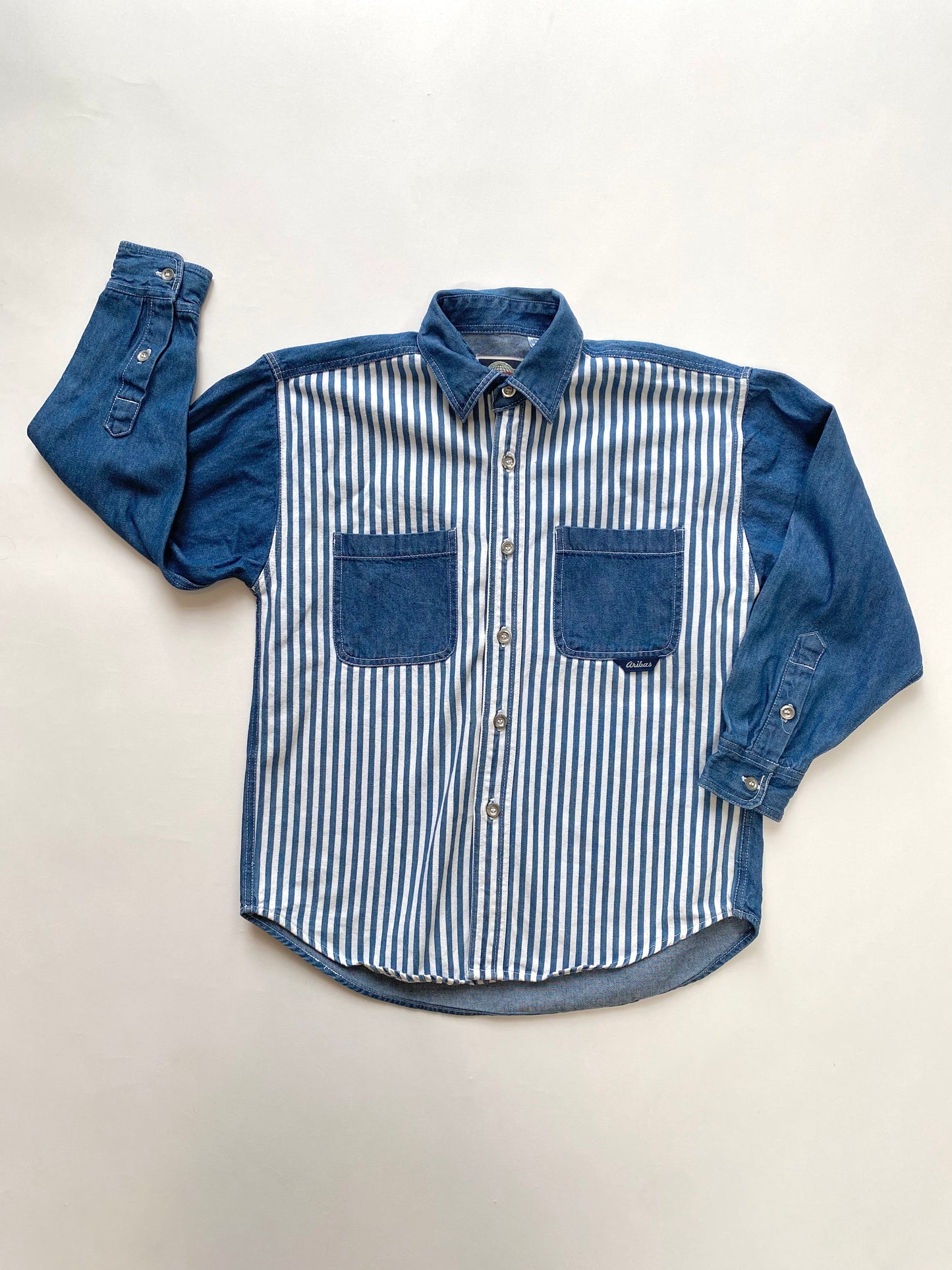 Y2k stripe & denim shirt age 8-9y