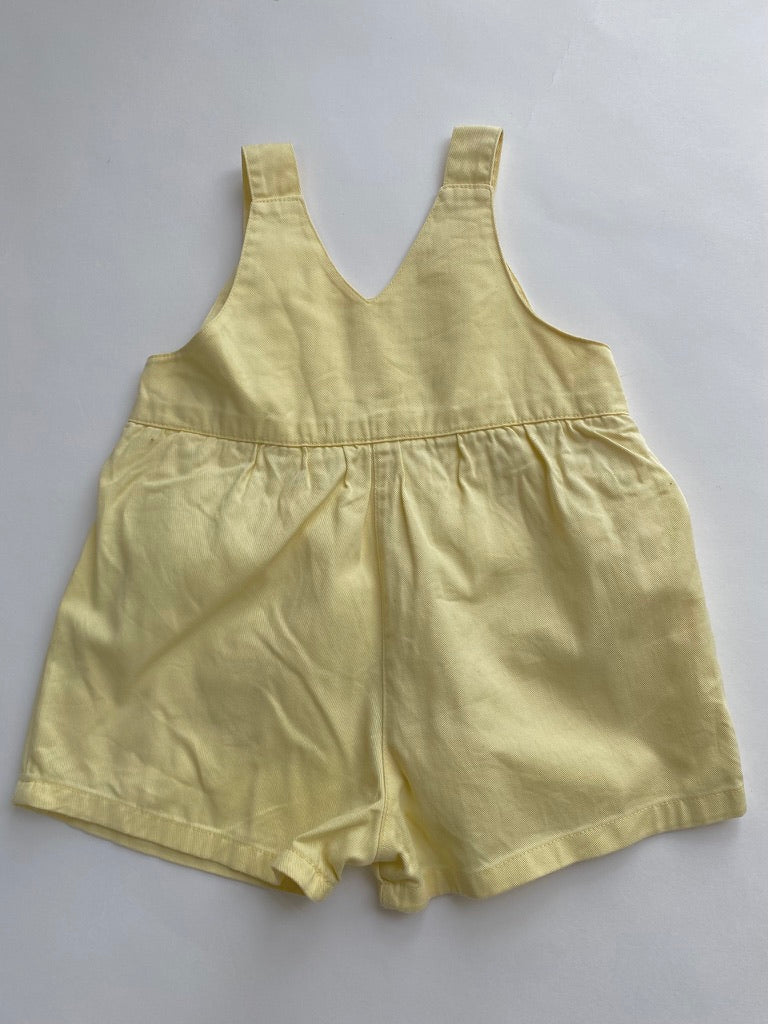 Vintage butter yellow shortalls age 3-6m