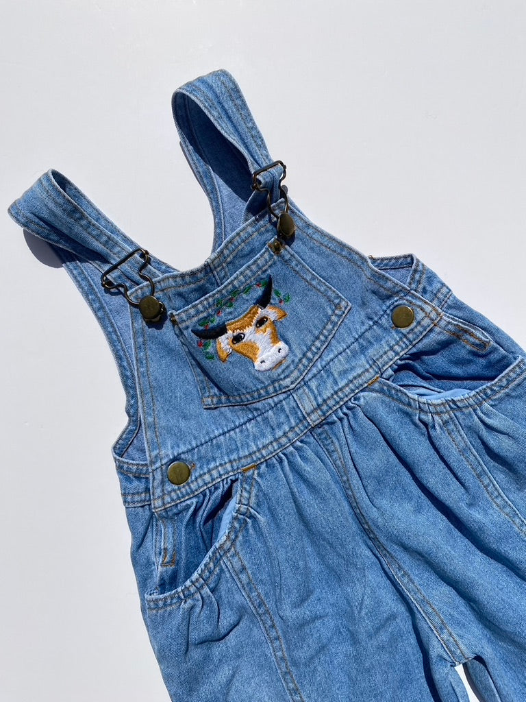 Vintage embroidered denim dungarees age 12-18m
