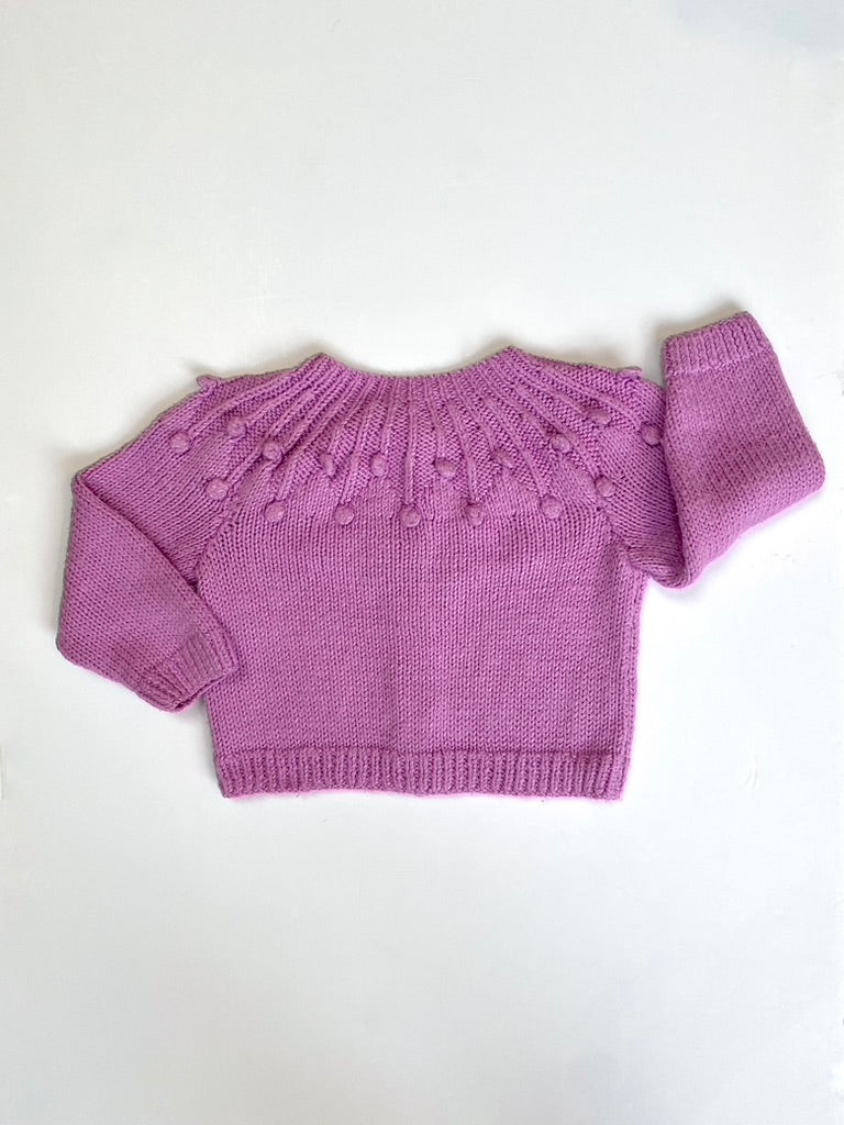 Hand-knitted pink cardigan age 18-24m