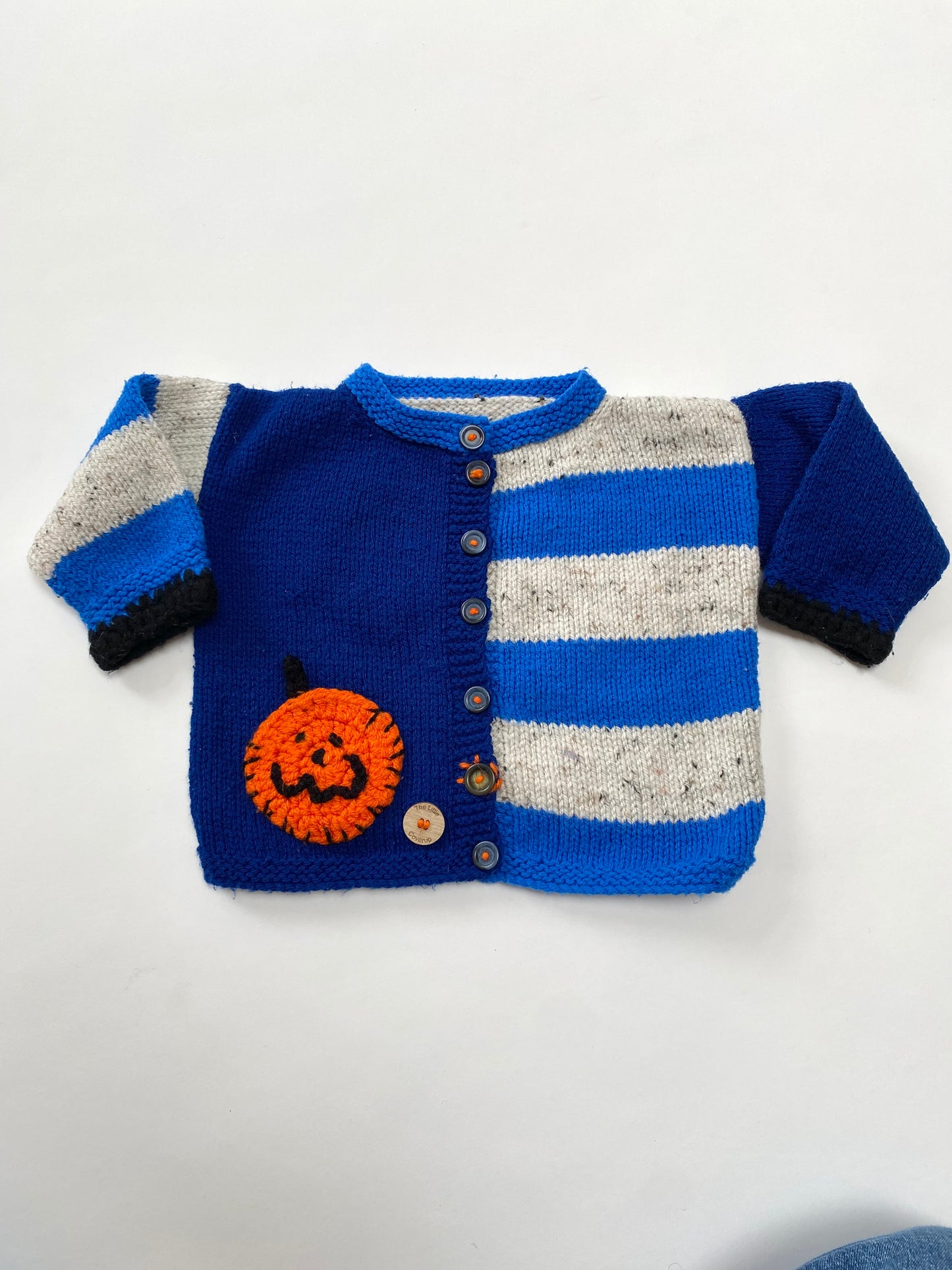 Hand knitted spooky cardigan age 18-36m