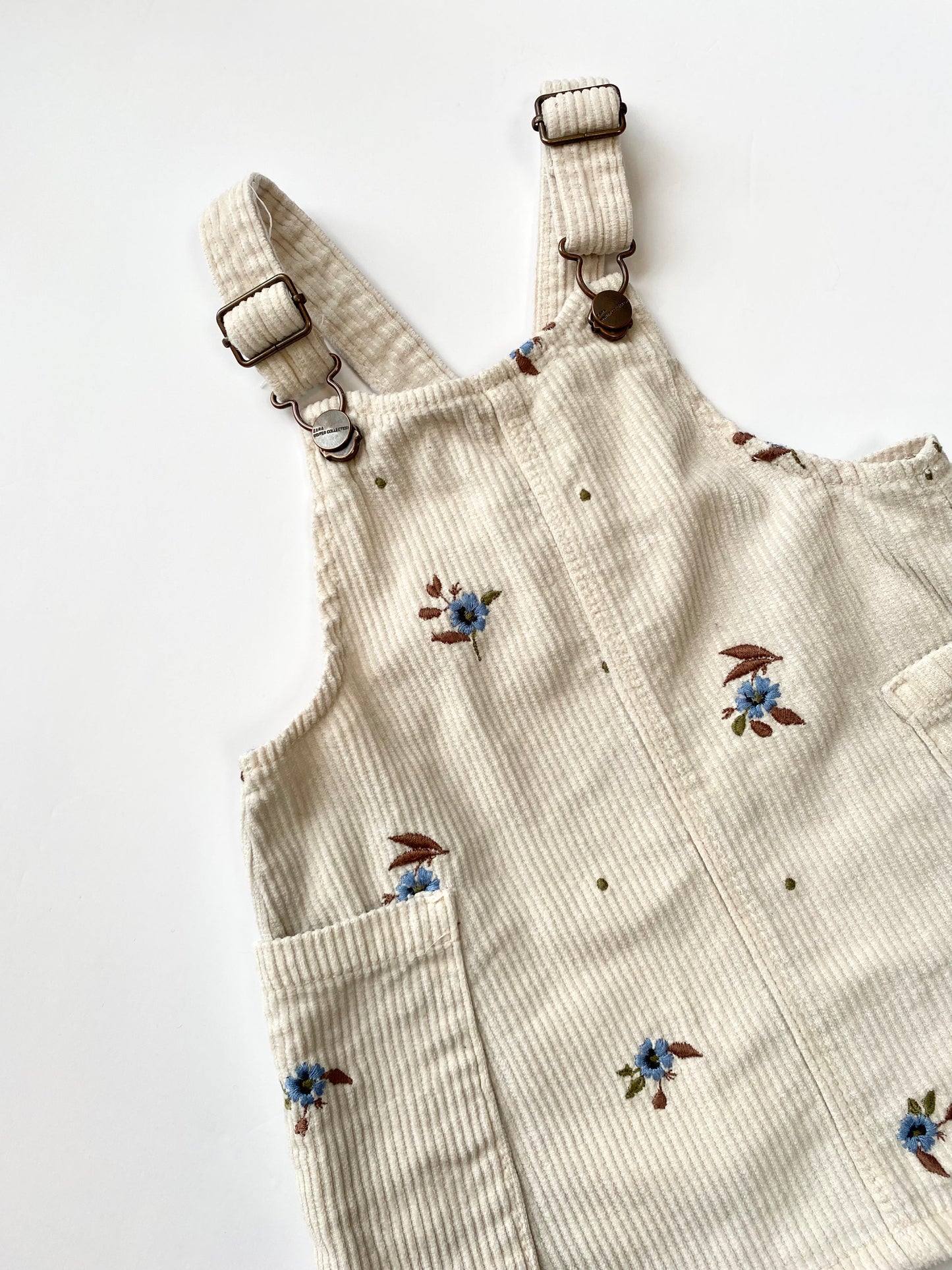 Corduroy pinafore dress with embroidered flowers Age 12-18M