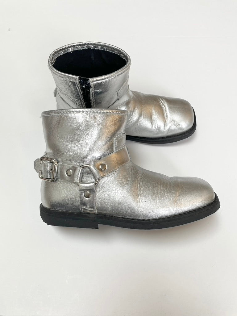Zara silver biker boots Size 10