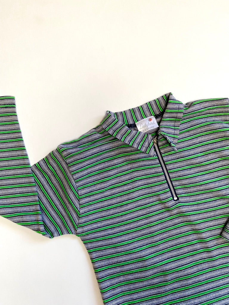Y2K stripe zip collar tee Age 6-7y