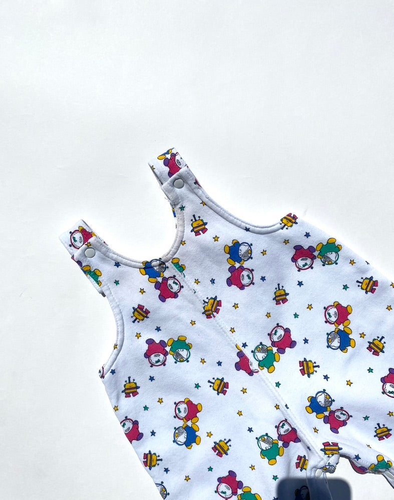 Vintage printed Dungarees Age 6-12m