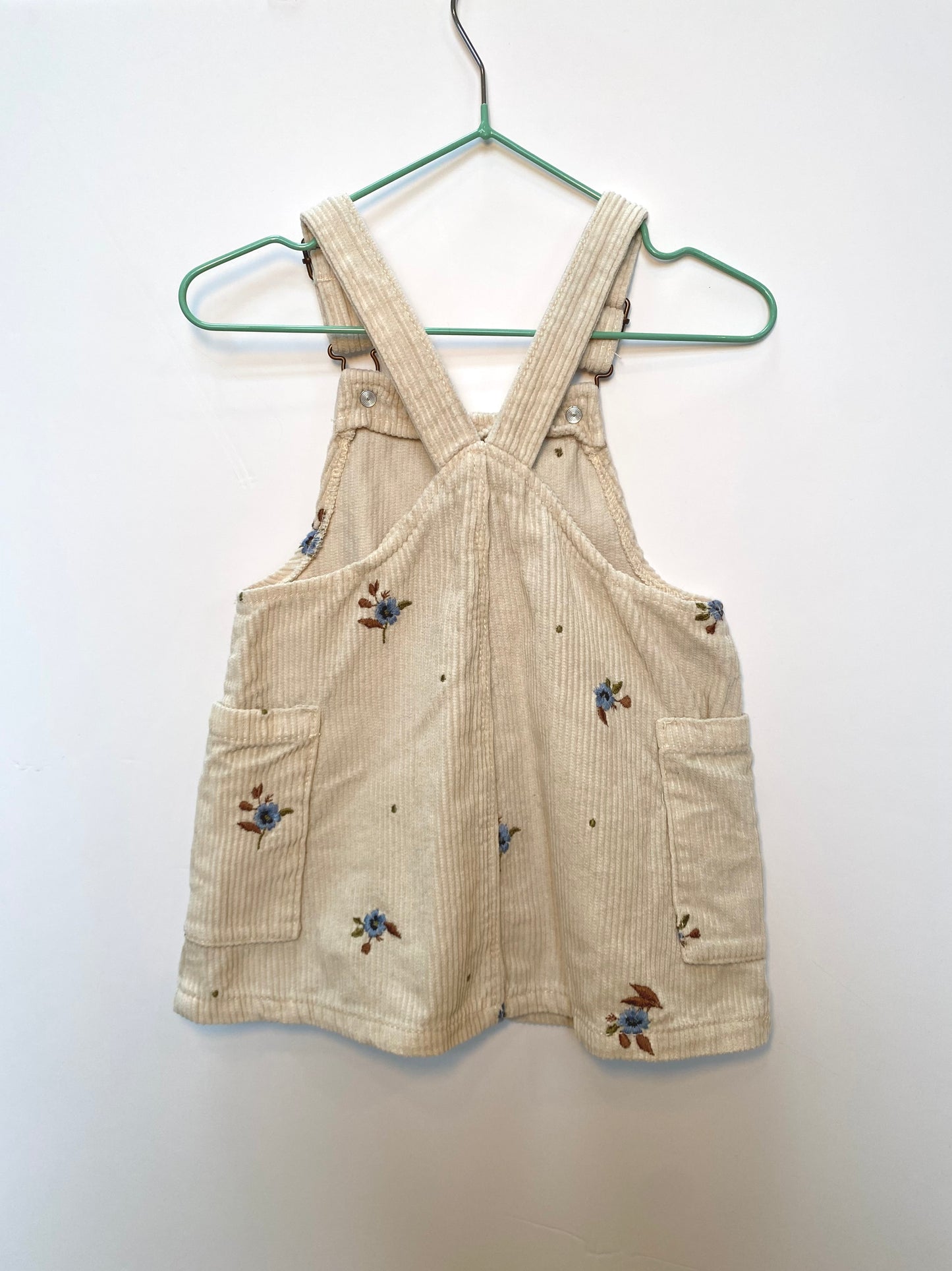 Corduroy pinafore dress with embroidered flowers Age 12-18M