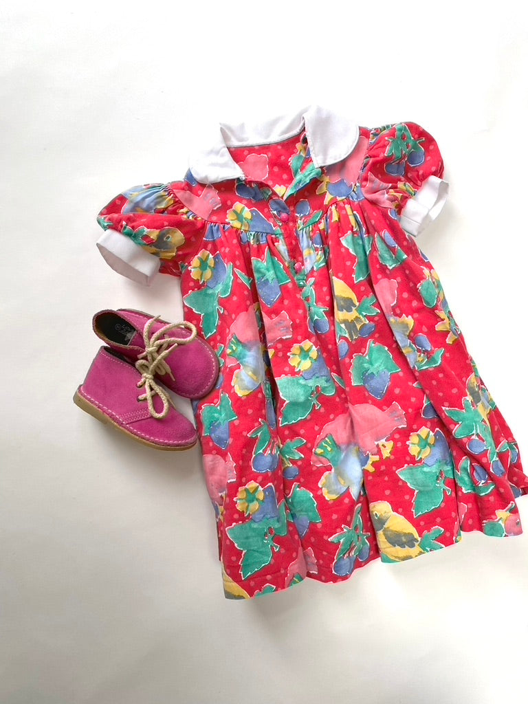 Vintage red printed Dress Age 3-4y