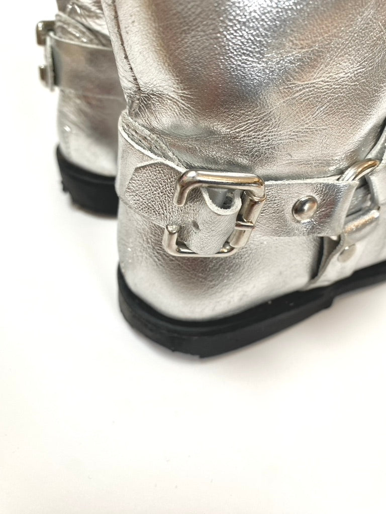 Zara silver biker boots Size 10