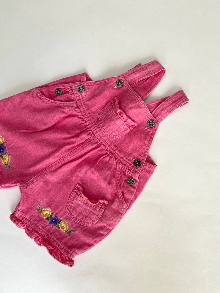 Vintage pink shortalls Age 6-9M