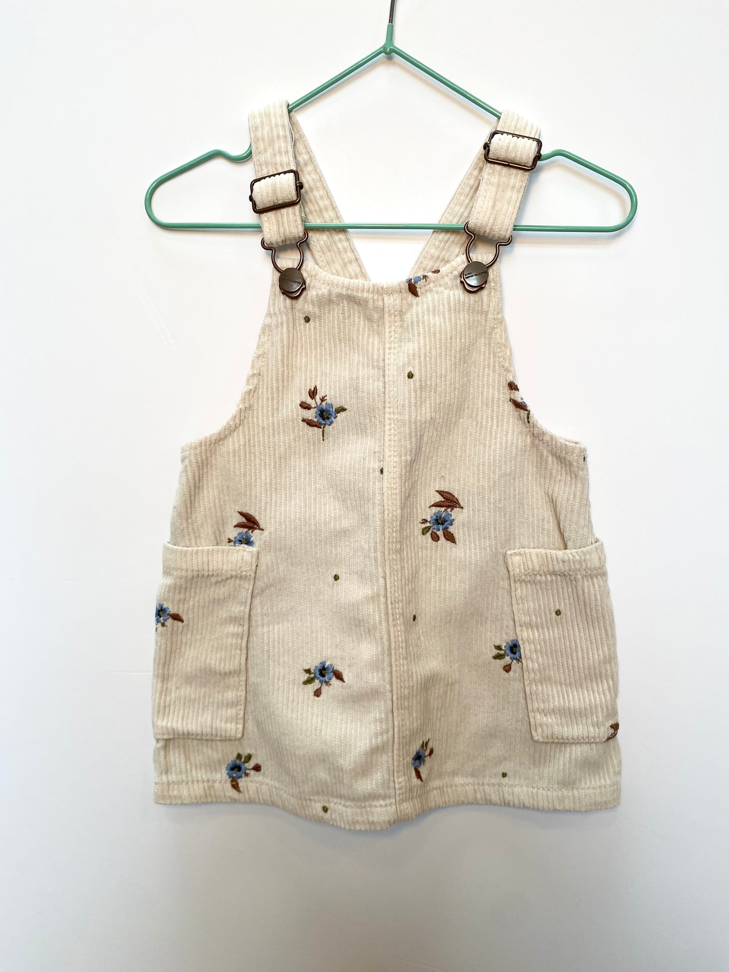 Corduroy pinafore dress with embroidered flowers Age 12-18M