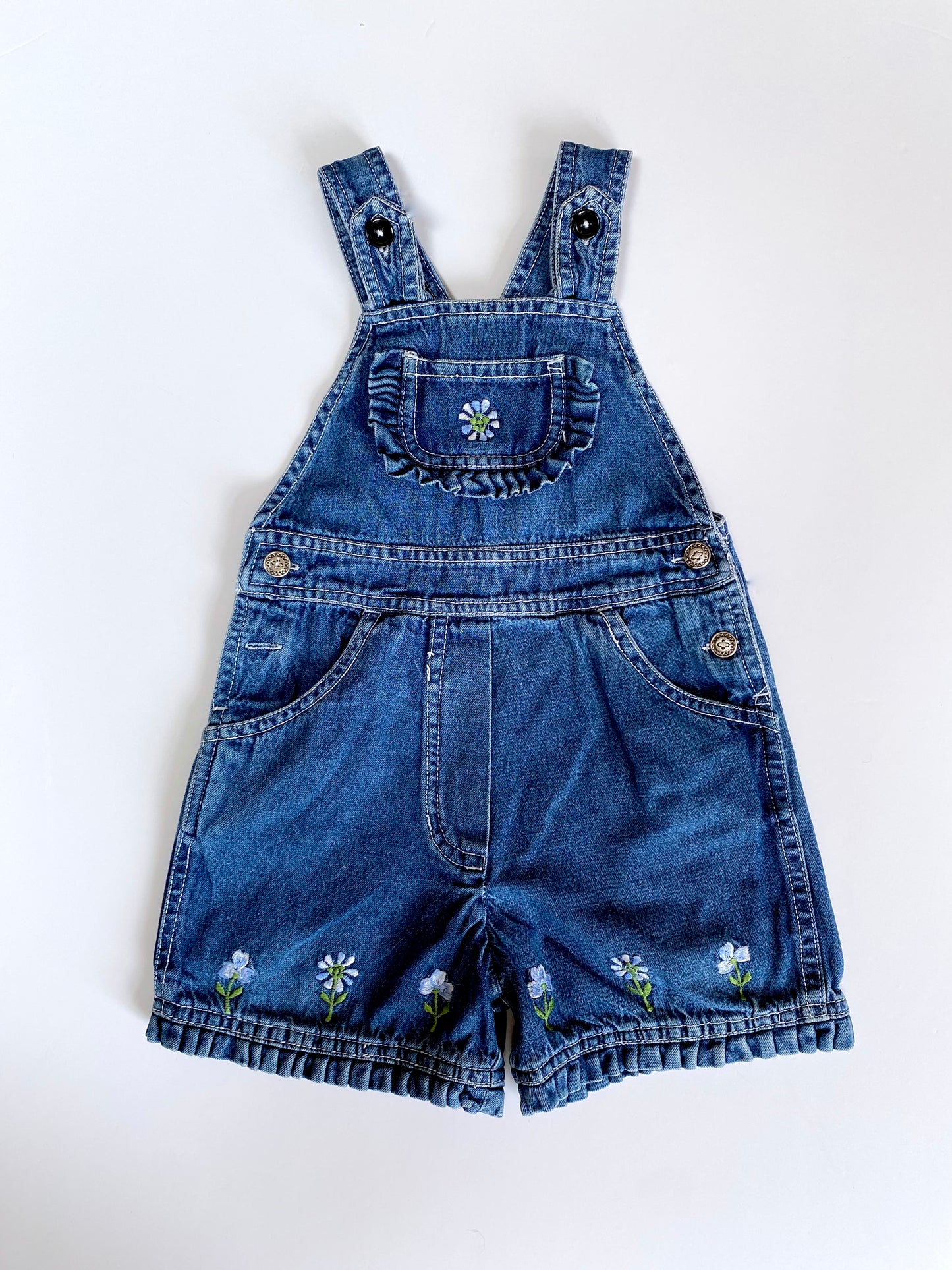 Vintage denim frill shortalls Age 18-24M