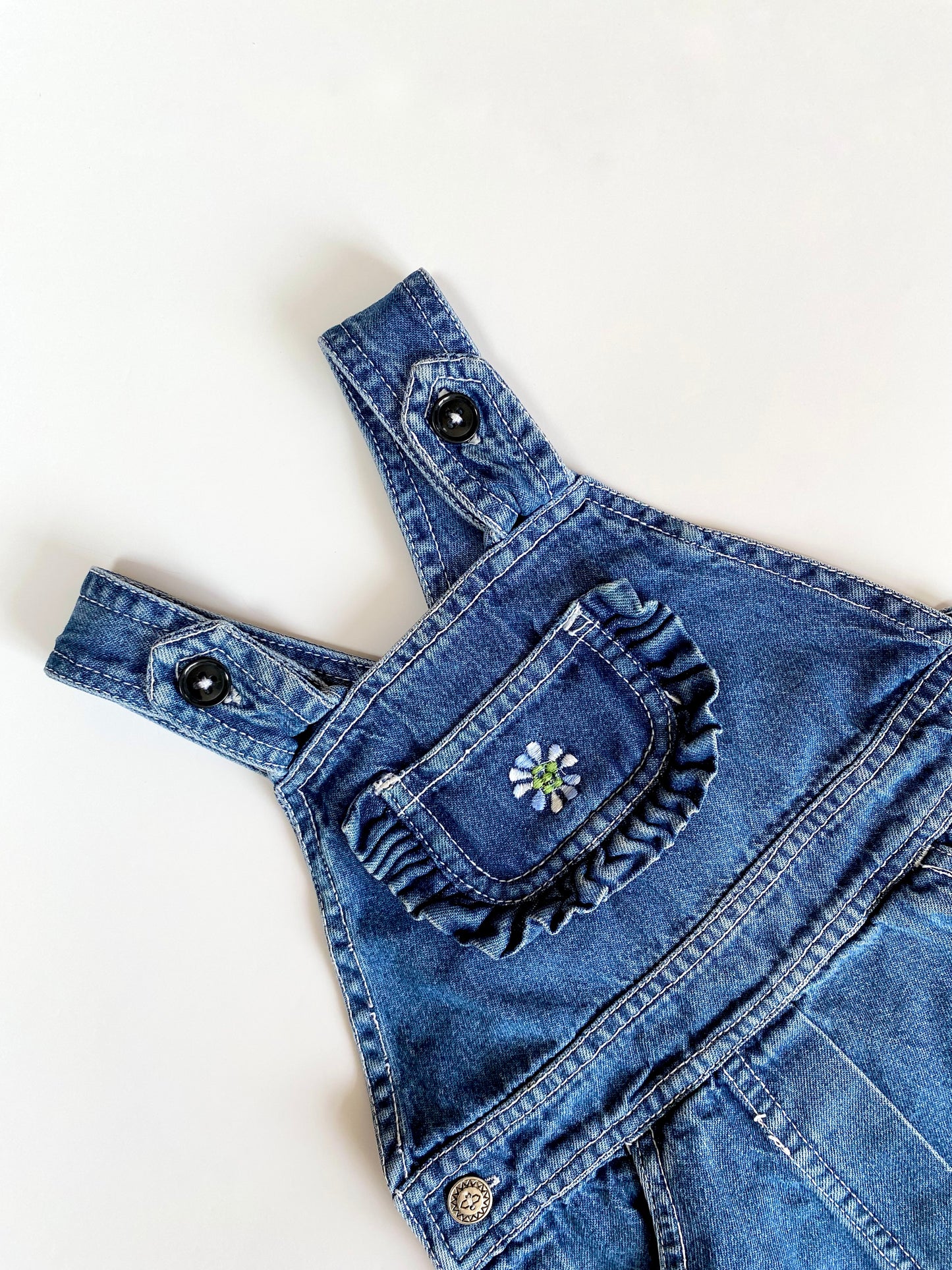 Vintage denim frill shortalls Age 18-24M