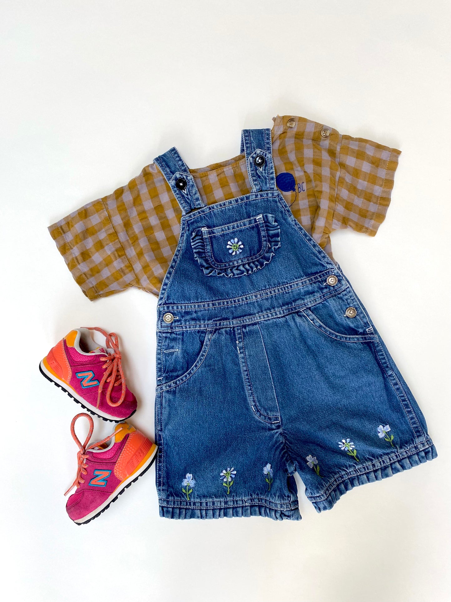 Vintage denim frill shortalls Age 18-24M