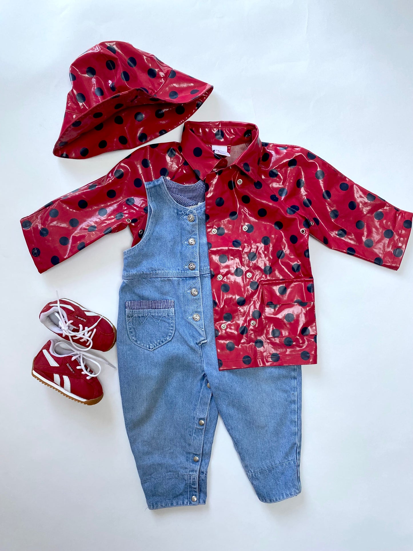 Vintage spotty coat and hat Age 12-18M