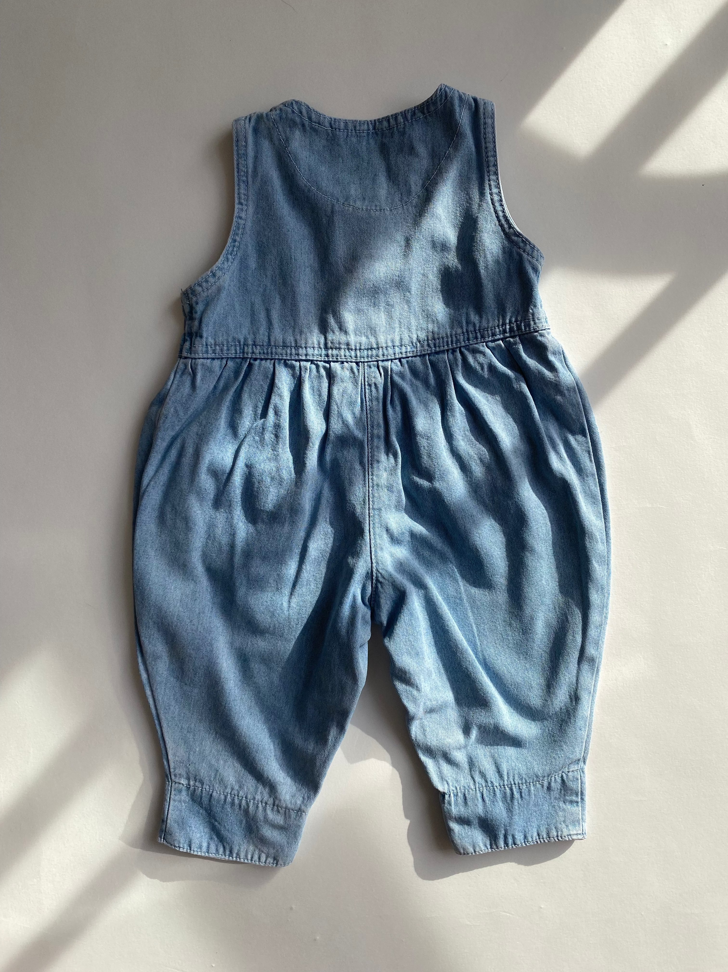 Vintage denim dungarees with bows age 3-6m