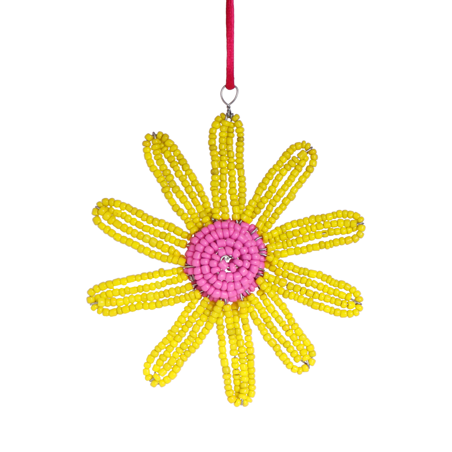 Yellow beaded flower decoration