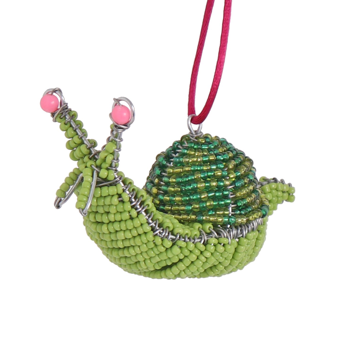 Green beaded snail decoration