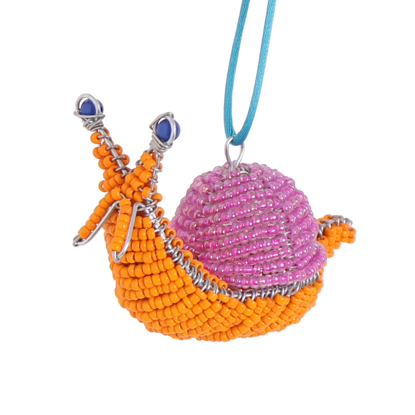 Pink & orange beaded snail decoration