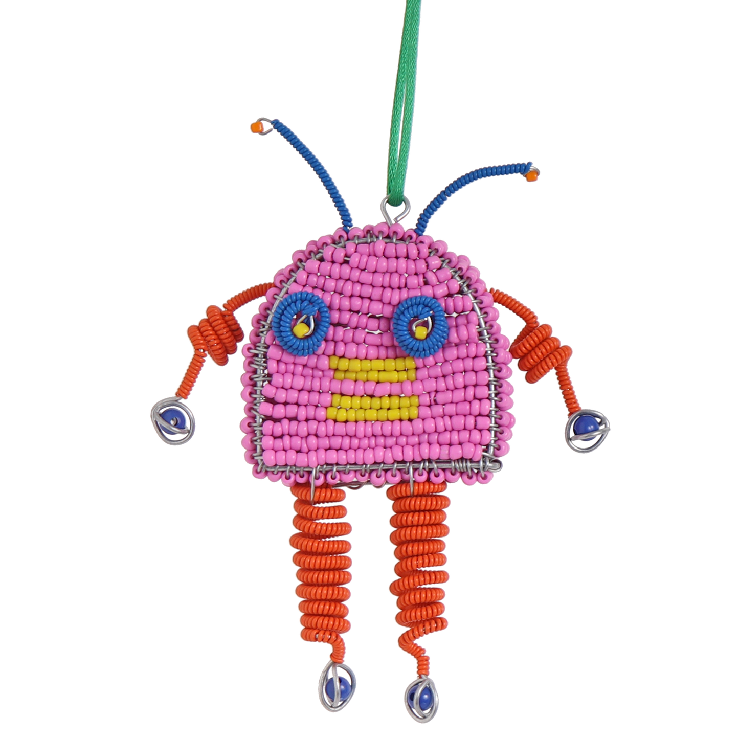 Pink beaded robot hanging decoration