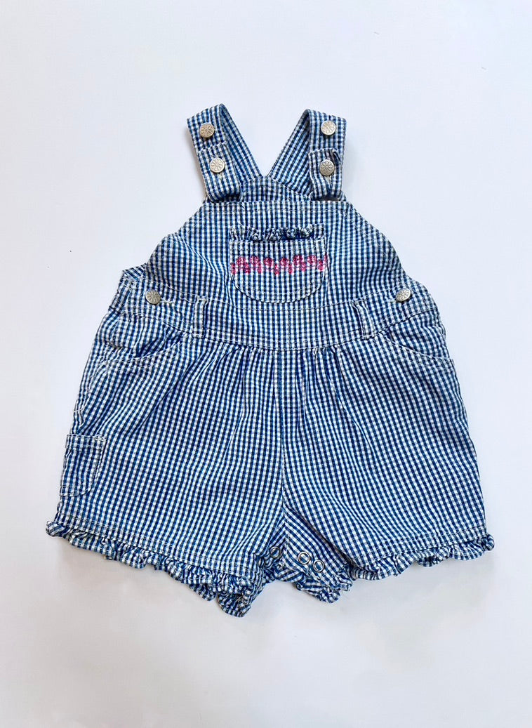 Vintage gingham frill shortalls age 6-12m