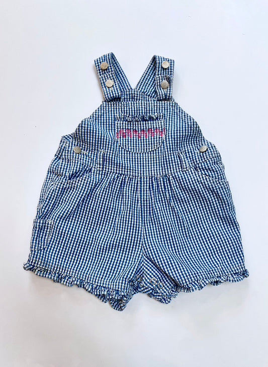 Vintage gingham frill shortalls age 6-12m