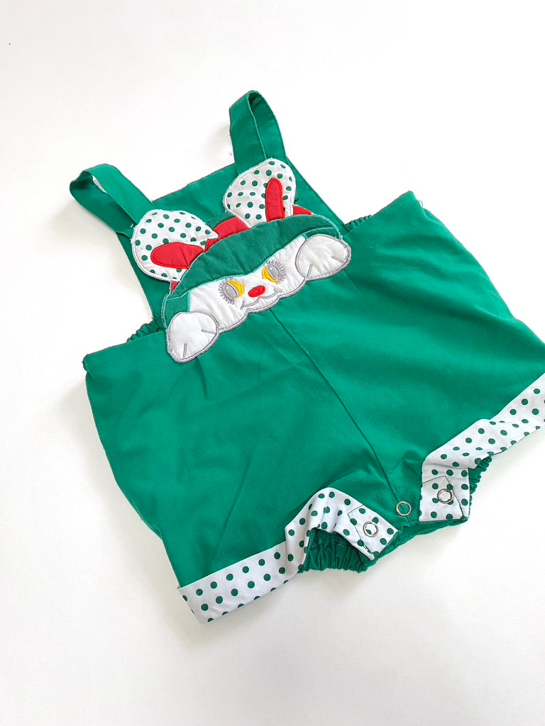 Vintage green bunny bubble romper Age 3-6m
