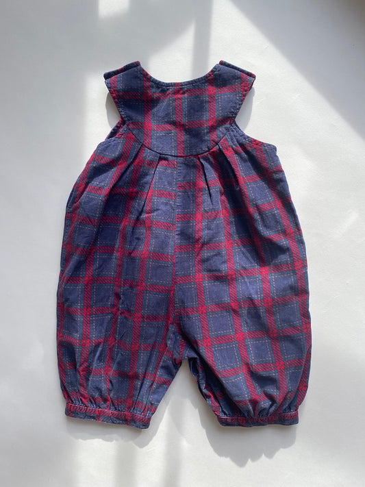 Vintage Laura Ashley baby cord tartan dungarees Age 2y