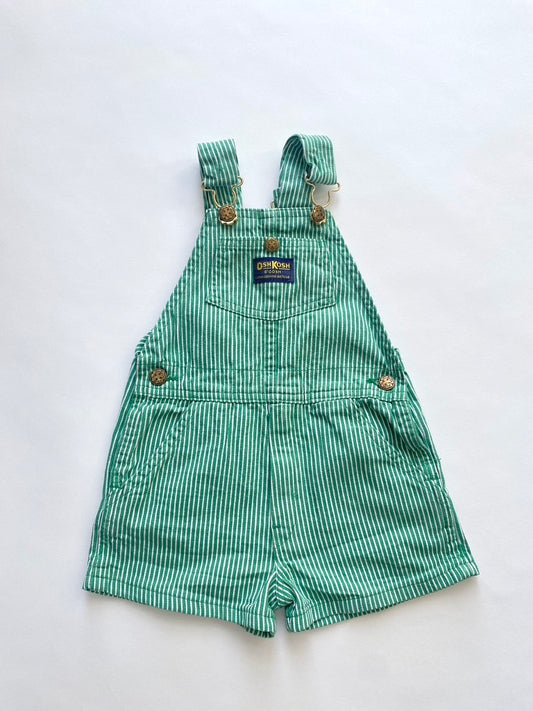 Vintage green hickory stripe Oshkosh Shortalls Age 24m