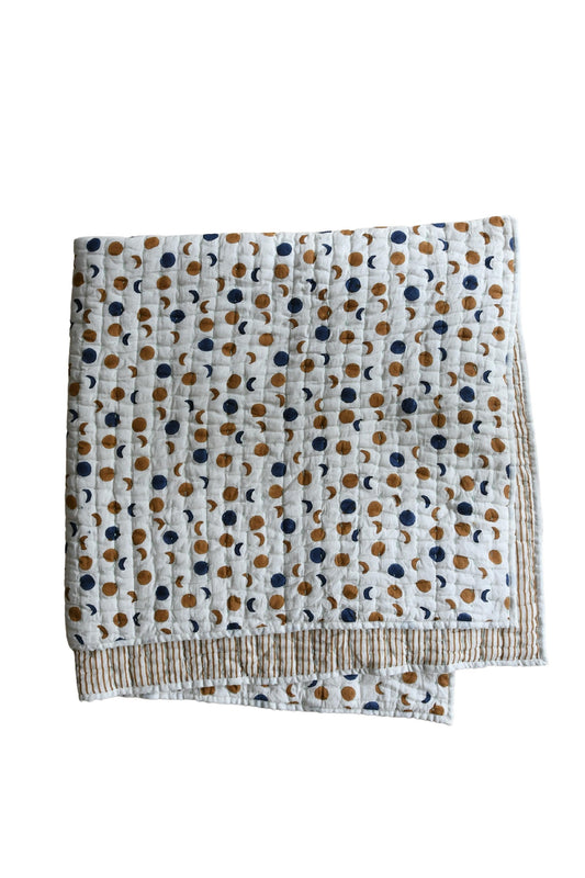 Mini Moons hand printed quilt