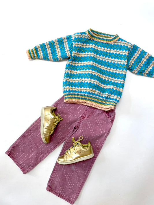 Patterned hand knitted jumper age 3y