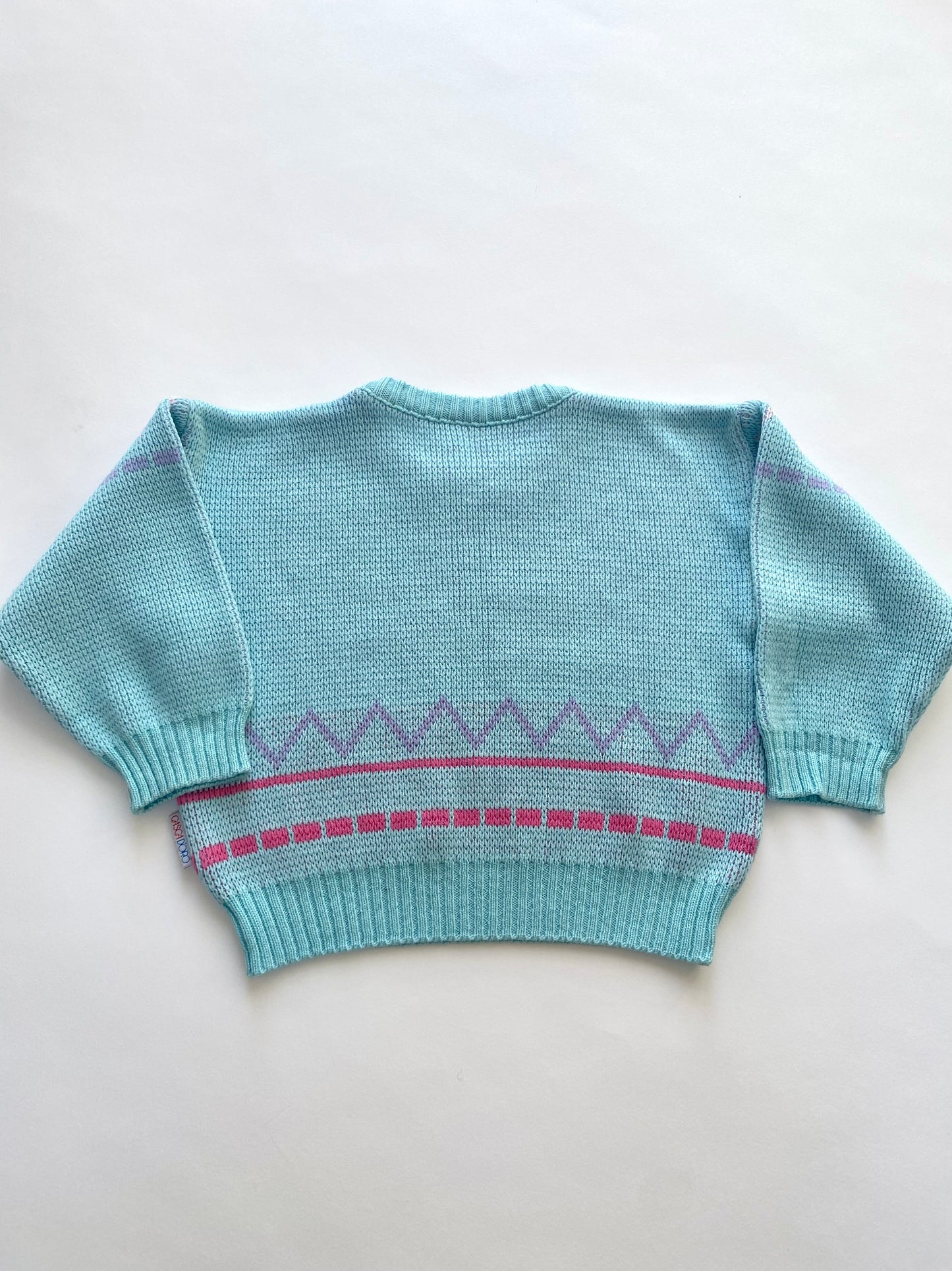 Vintage blue jumper with dog design Age 2-3y