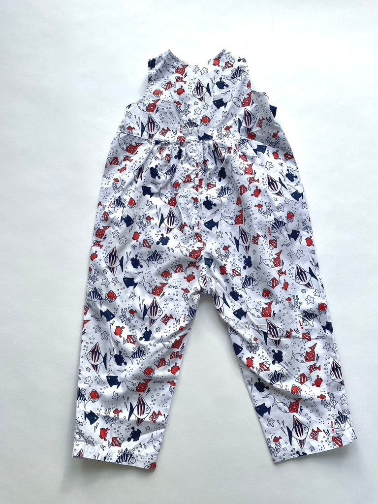 Vintage printed tie neck romper Age 12-18m