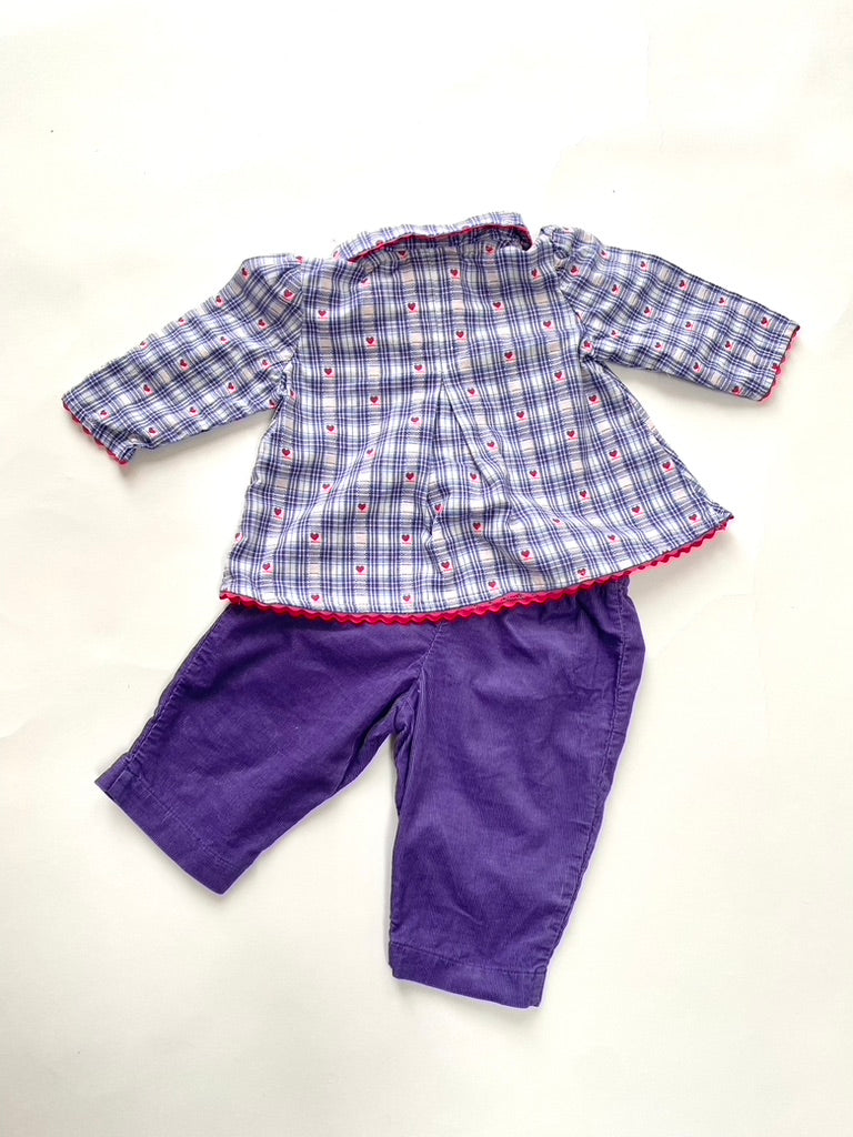 Vintage purple heart 2 piece Age 3-6m