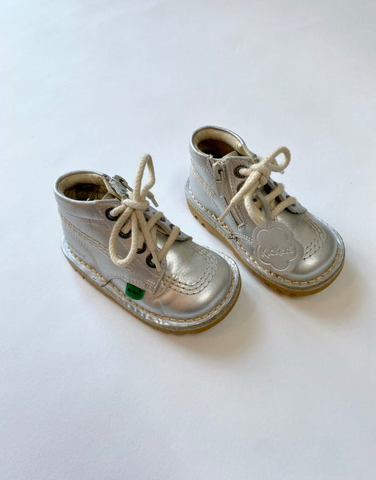Kickers silver boots Size 5