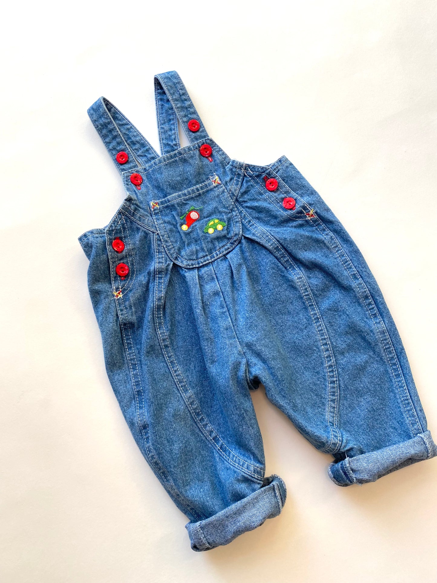 Vintage denim embroidered dungarees age 6-9m