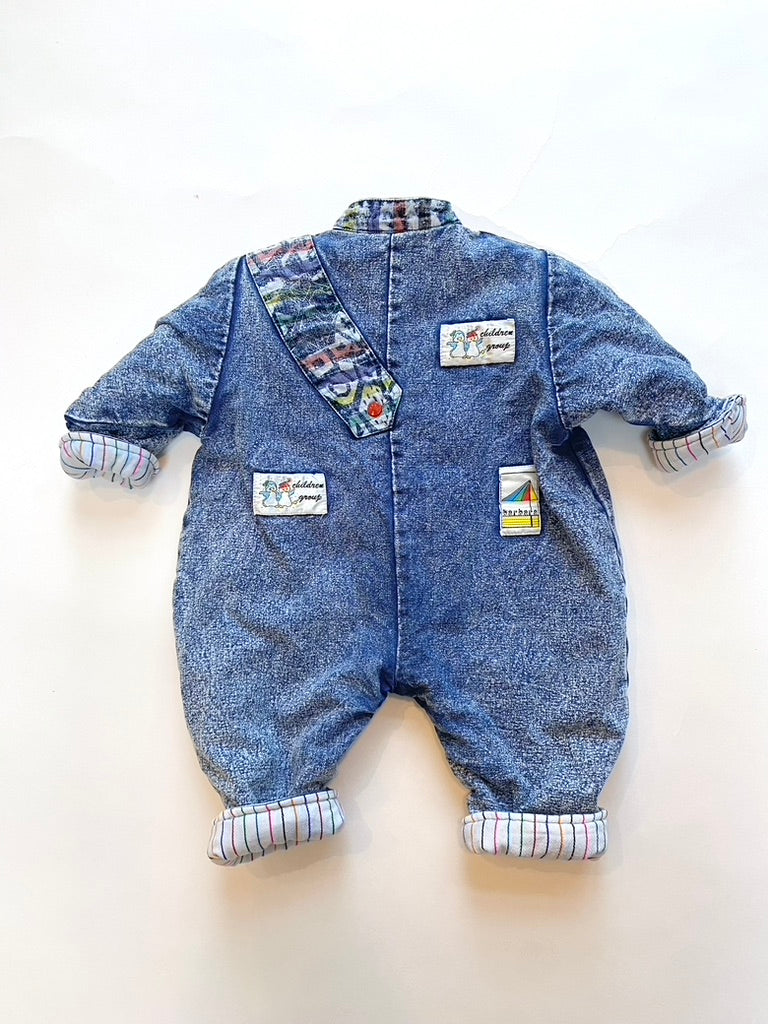 Vintage padded denim romper age 3-6m