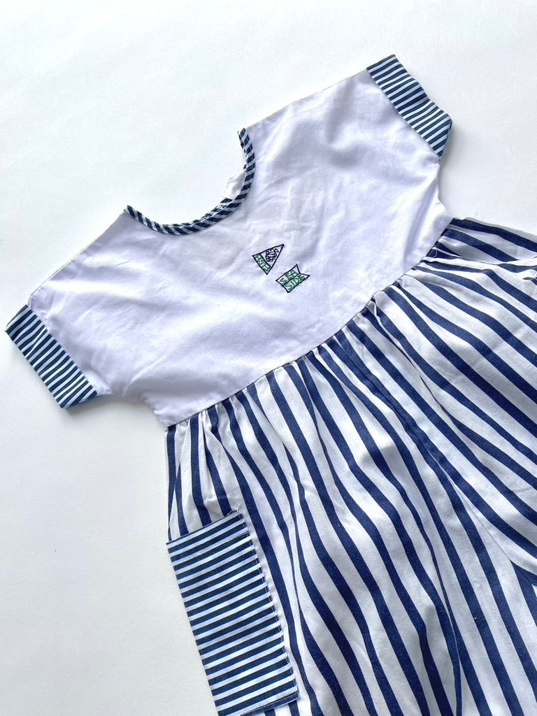 Vintage seaside stripe balloon leg romper Age 6-12m