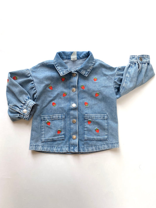 Strawberry denim jacket Age 12-18m