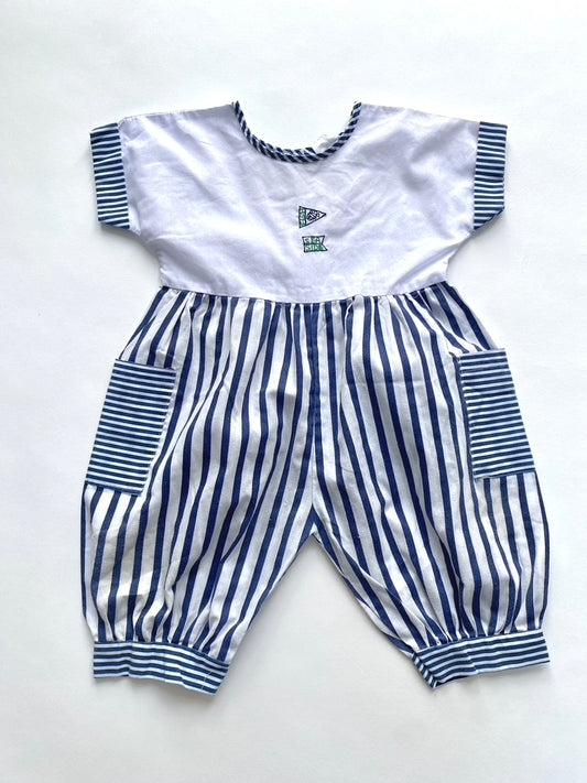Vintage seaside stripe balloon leg romper Age 6-12m